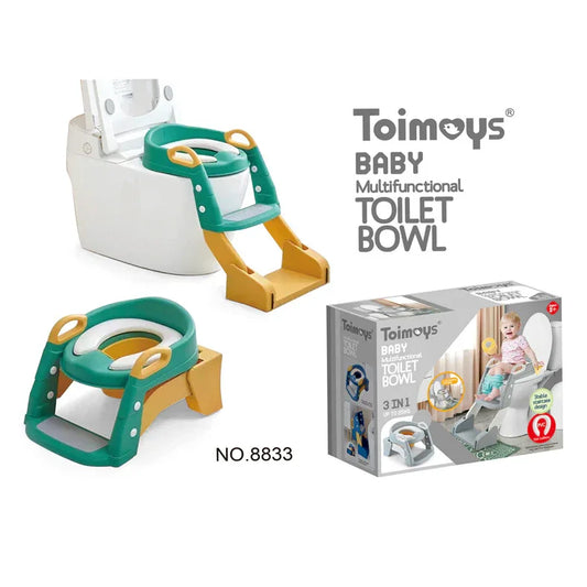 Green Children's Toilet Trainer Seat - Foldable Potty Ladder with Color Box, Easy-to-Use Toilet Seat for Kids - Mekamart Australia