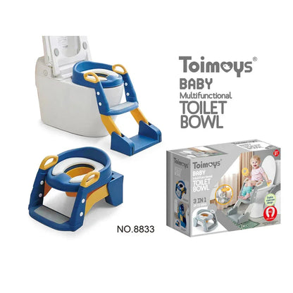Blue Children's Toilet Trainer Seat - Foldable Potty Ladder with Color Box, Easy-to-Use Toilet Seat for Kids - Mekamart Australia
