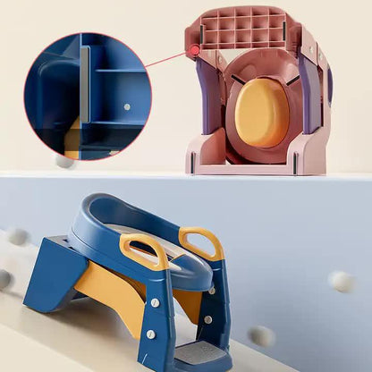 Blue Children's Toilet Trainer Seat - Foldable Potty Ladder with Color Box, Easy-to-Use Toilet Seat for Kids - Mekamart Australia