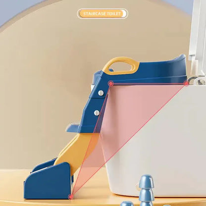 Blue Children's Toilet Trainer Seat - Foldable Potty Ladder with Color Box, Easy-to-Use Toilet Seat for Kids - Mekamart Australia