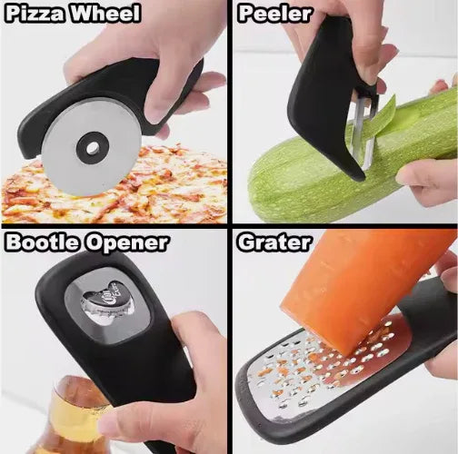 Stackable Kitchen Tool Set - Multi-Function Grater, Herb Cutter, Garlic Press, Can Opener, Cheese Grater, Pizza Cutter & Spice Set - Mekamart Australia