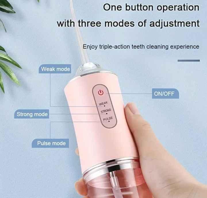 White Electric Portable Water Flosser - Smart 4-Head Oral Irrigation Teeth Cleaner, Pulse Cleaning for Home Use - Mekamart Australia