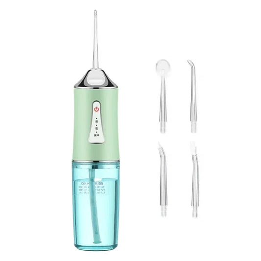 Green Electric Portable Water Flosser - Smart 4-Head Oral Irrigation Teeth Cleaner, Pulse Cleaning for Home Use - Mekamart Australia