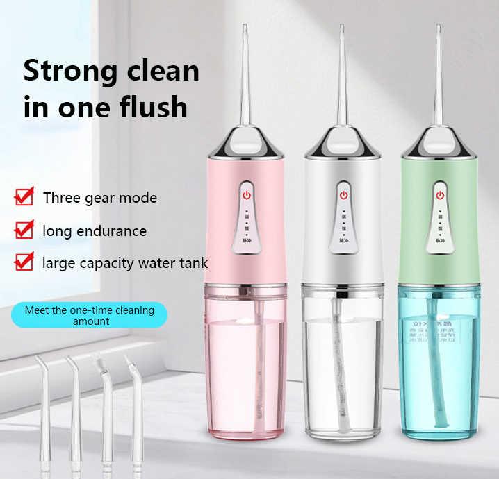 Green Electric Portable Water Flosser - Smart 4-Head Oral Irrigation Teeth Cleaner, Pulse Cleaning for Home Use - Mekamart Australia