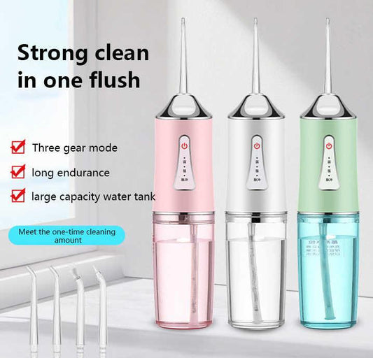 Green Electric Portable Water Flosser - Smart 4-Head Oral Irrigation Teeth Cleaner, Pulse Cleaning for Home Use - Mekamart Australia