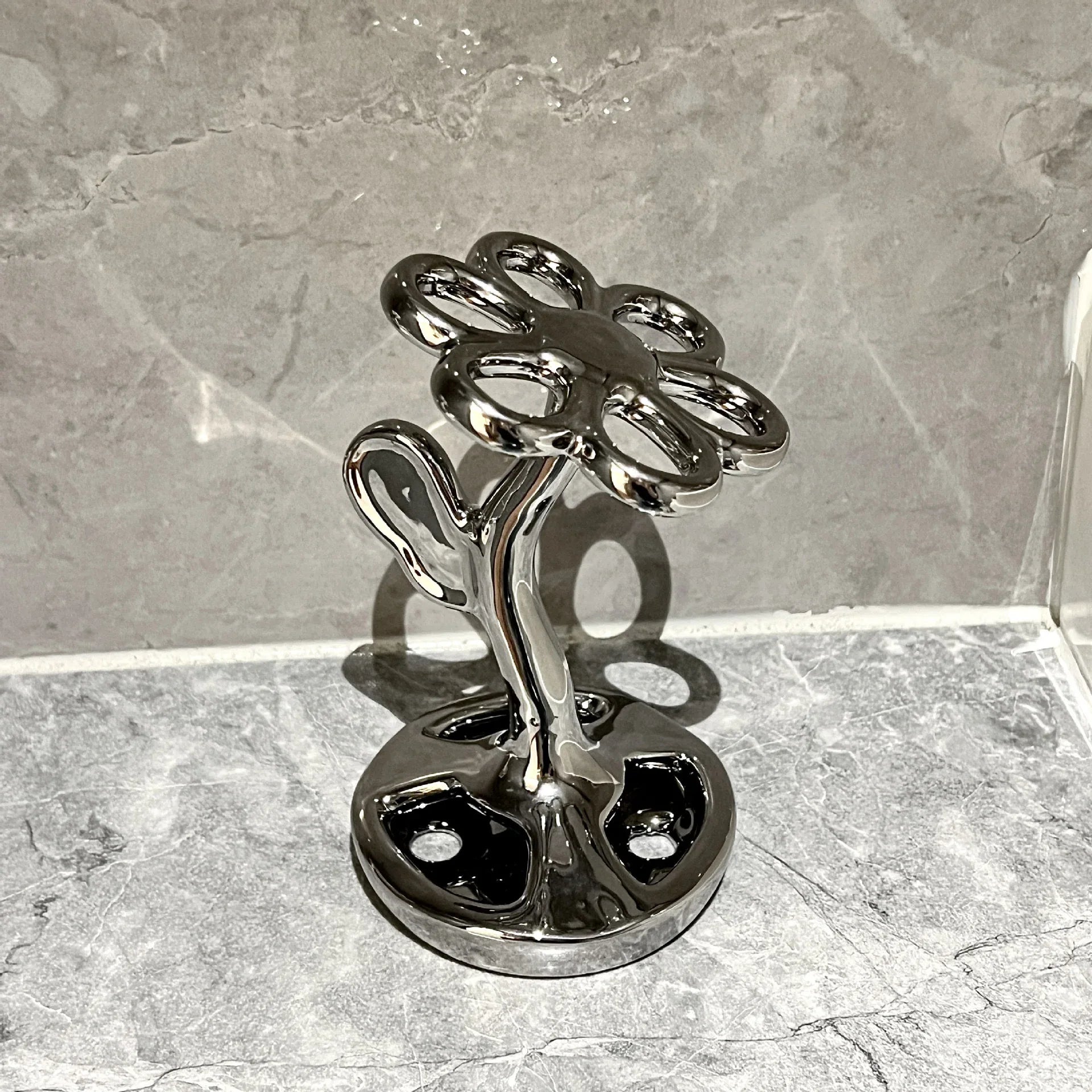 Silver Gray Creative Ceramic Toothbrush Holder - Makeup Brush & Eyebrow Pencil Organizer for Bathroom, Stylish and Practical Toothbrush Stand - Mekamart Australia
