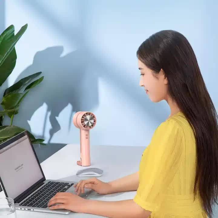 Pink Outdoor Handheld Cooling Fan - Mini Macaron Portable Desk Fan with Carabiner, Ideal for Home, Travel, and Hiking - Mekamart Australia