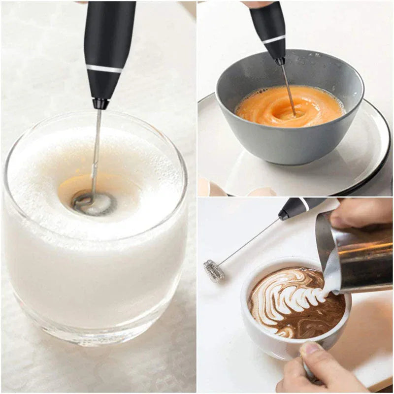 Black 304 Stainless Steel Handheld Electric Milk Frother, Egg Beater, Paint Mixer, and Milk Powder Whisk - Mekamart Australia