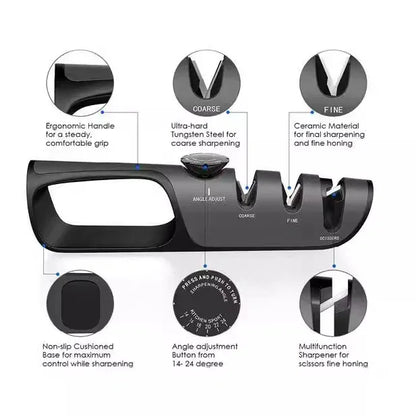 Adjustable Multi-Functional Knife Sharpener with Angle Control for Kitchen Tools, Scissors, and Blades - Mekamart Australia
