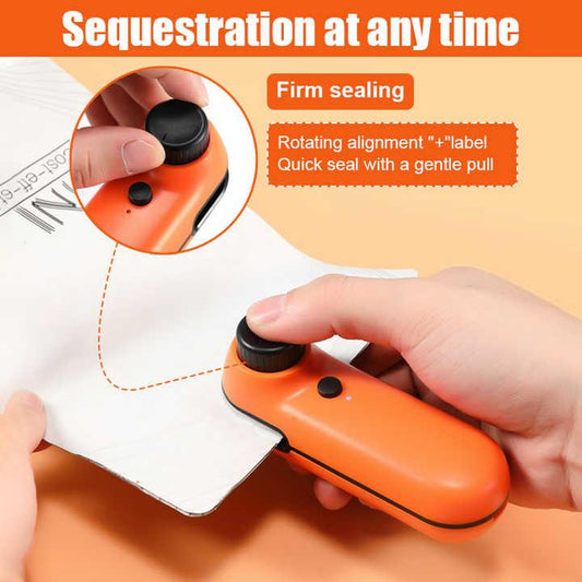 Orange Portable Mini Food Vacuum Sealer - Convenient Household Snack Bag Sealing Machine - Mekamart Australia