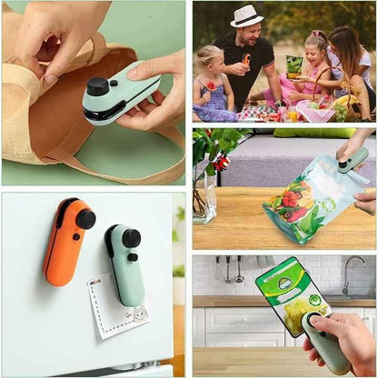 Orange Portable Mini Food Vacuum Sealer - Convenient Household Snack Bag Sealing Machine - Mekamart Australia
