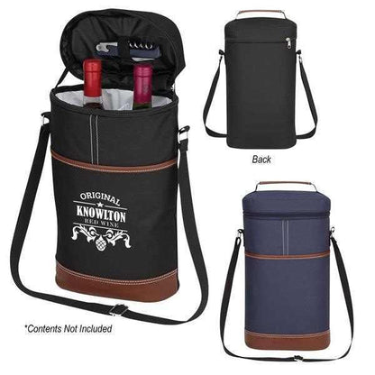 Black Portable Insulated Wine Cooler Bag – Oxford Fabric Round Tote with Thick Aluminum Lining for Wine, Champagne, and Beverages - Mekamart Australia