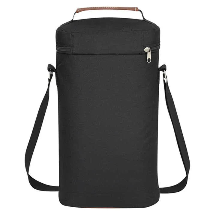Black Portable Insulated Wine Cooler Bag – Oxford Fabric Round Tote with Thick Aluminum Lining for Wine, Champagne, and Beverages - Mekamart Australia