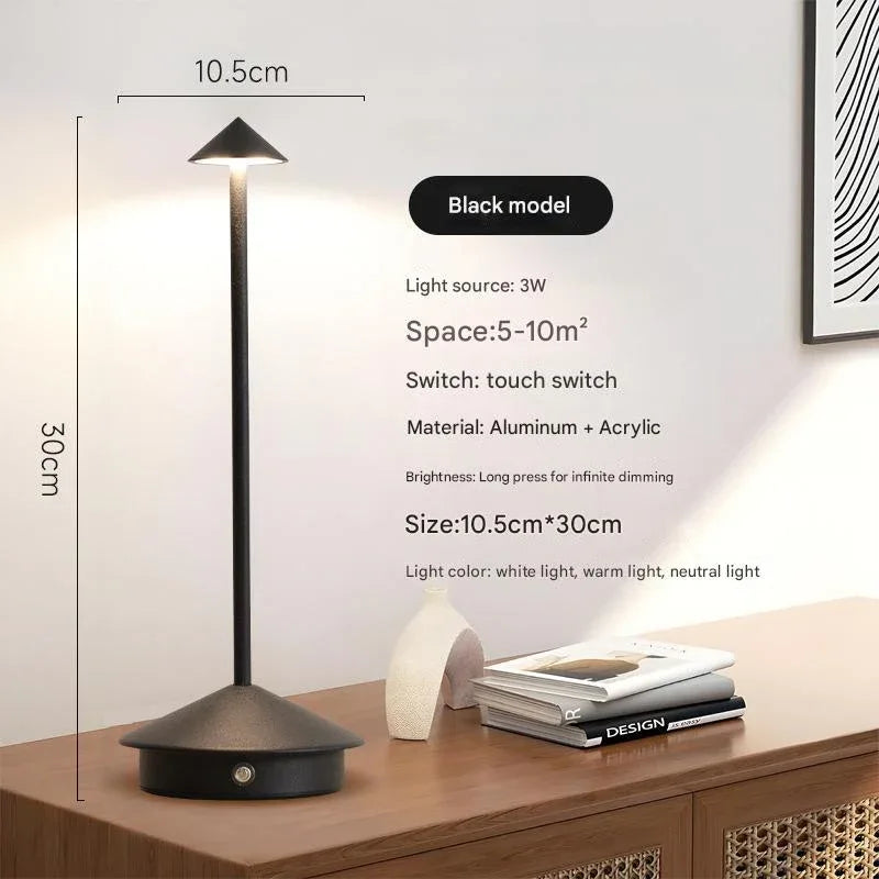 Black Modern Minimalist Aluminum LED Mushroom Night Light - Creative Bedside Atmosphere Lamp for Dining Room and Bedroom - Mekamart Australia