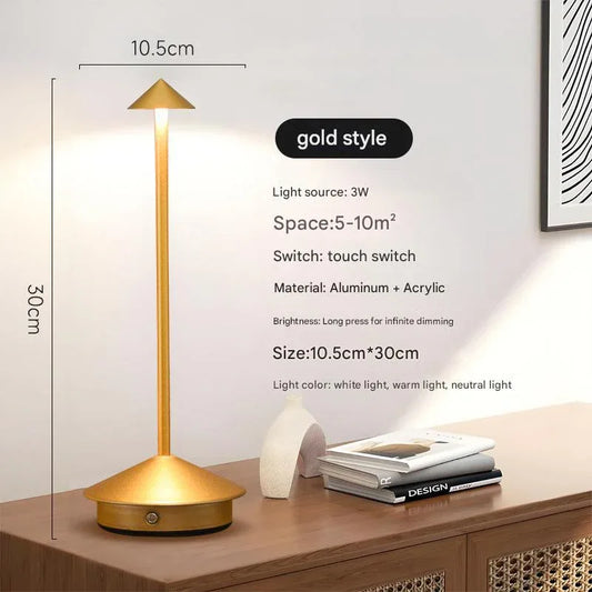 Gold Modern Minimalist Aluminum LED Mushroom Night Light - Creative Bedside Atmosphere Lamp for Dining Room and Bedroom - Mekamart Australia