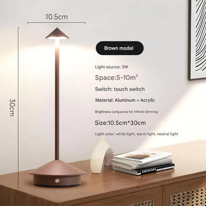 Brown Modern Minimalist Aluminum LED Mushroom Night Light - Creative Bedside Atmosphere Lamp for Dining Room and Bedroom - Mekamart Australia