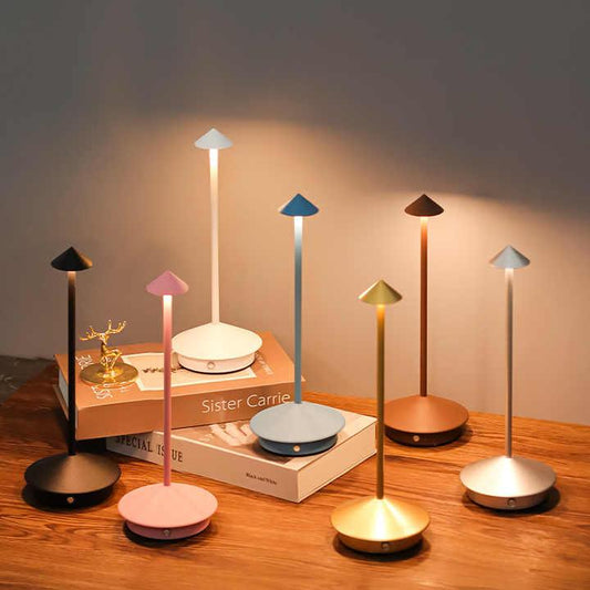 Brown Modern Minimalist Aluminum LED Mushroom Night Light - Creative Bedside Atmosphere Lamp for Dining Room and Bedroom - Mekamart Australia