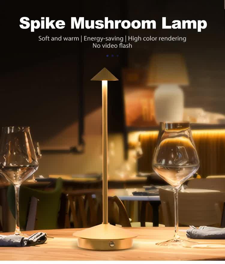 Brown Modern Minimalist Aluminum LED Mushroom Night Light - Creative Bedside Atmosphere Lamp for Dining Room and Bedroom - Mekamart Australia