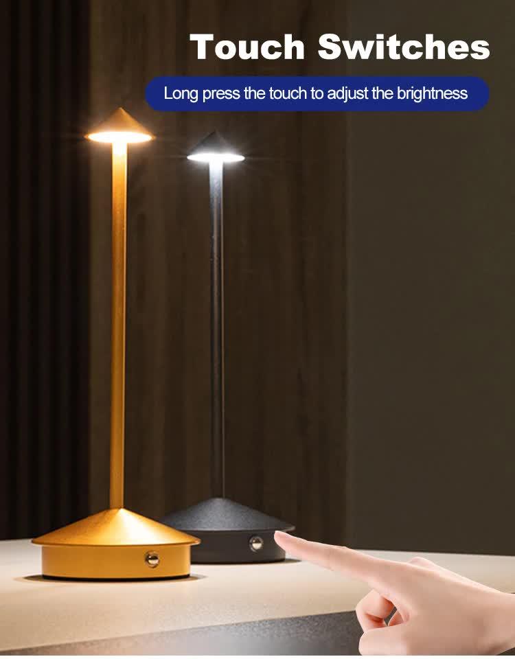 Brown Modern Minimalist Aluminum LED Mushroom Night Light - Creative Bedside Atmosphere Lamp for Dining Room and Bedroom - Mekamart Australia