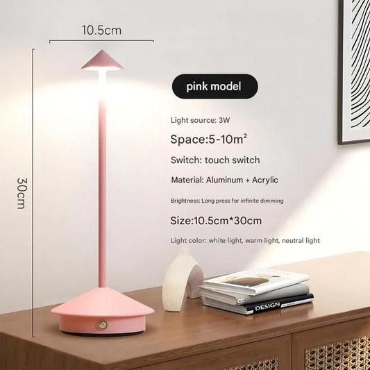 Pink Modern Minimalist Aluminum LED Mushroom Night Light - Creative Bedside Atmosphere Lamp for Dining Room and Bedroom - Mekamart Australia