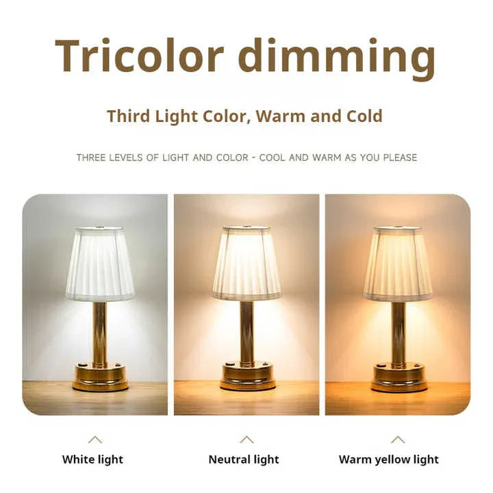 Gold Creative LED Rechargeable Table Lamp | 3 Adjustable Light Modes | Touch Control | USB Charging | Modern Atmosphere Light for Bar, Restaurant, Cafe, and Home Decor - Mekamart Australia