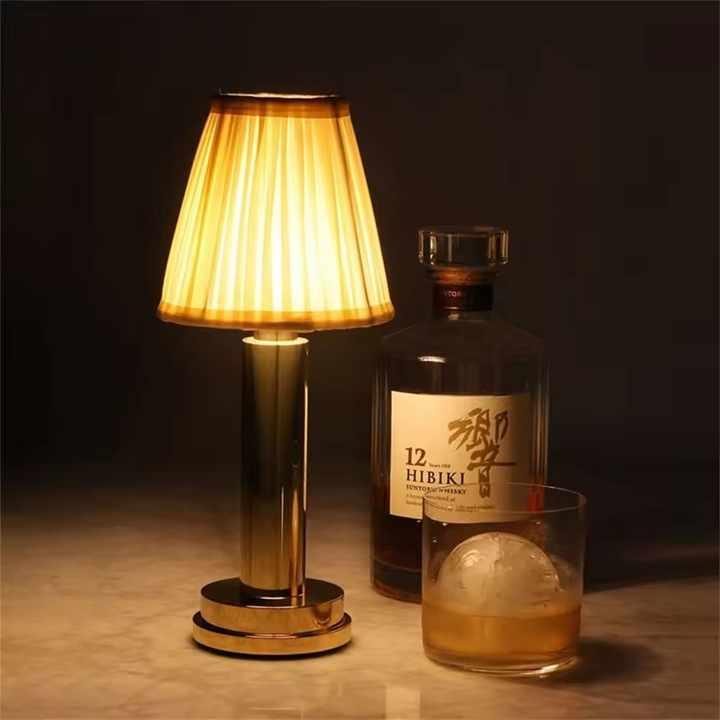 Gold Creative LED Rechargeable Table Lamp | 3 Adjustable Light Modes | Touch Control | USB Charging | Modern Atmosphere Light for Bar, Restaurant, Cafe, and Home Decor - Mekamart Australia