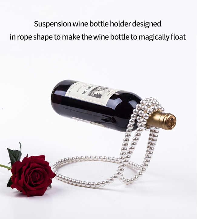 White Modern Floating Pearl Wine Bottle Holder - Elegant Home Decor, Unique Kitchen Accessory for Dining, Bar, and Living Room - Mekamart Australia