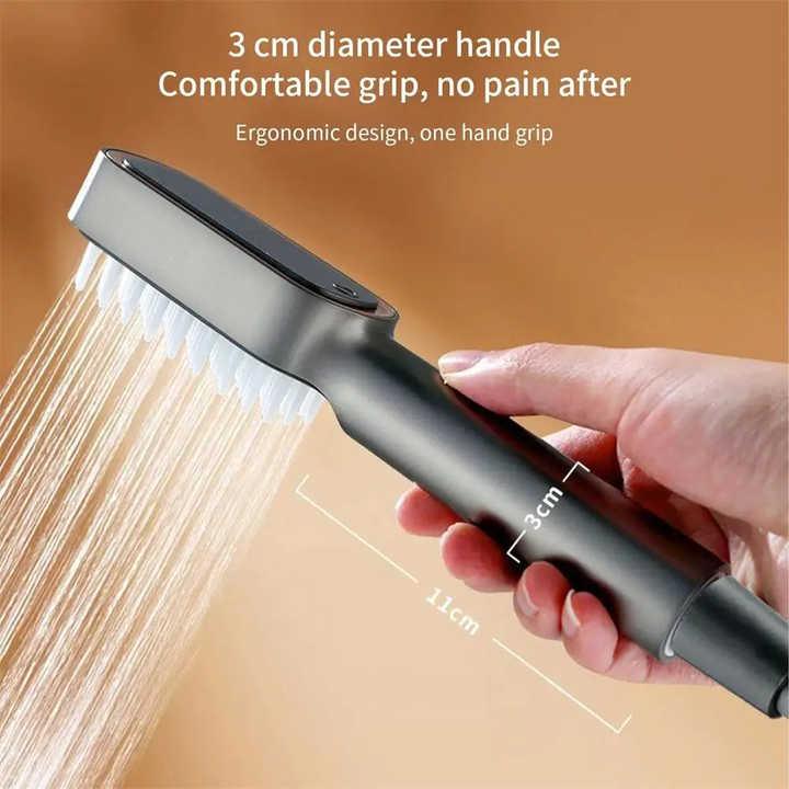 Silver Handheld Shower Head with Silicone Brush and Massage Function – High-Pressure Water Spray - Mekamart Australia