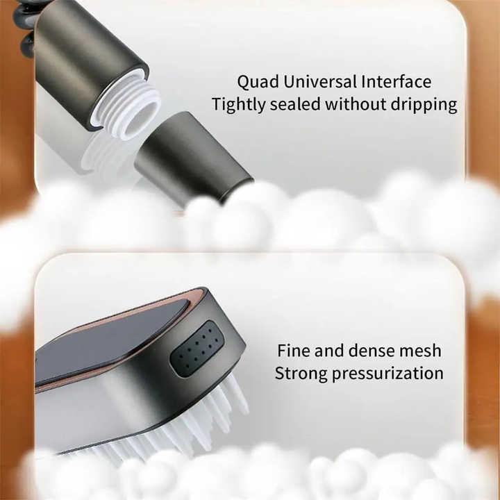 White Handheld Shower Head with Silicone Brush and Massage Function - High-Pressure Water Spray - Mekamart Australia
