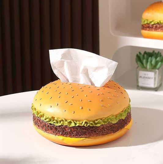 Round Creative Burger Tissue Box – Fun American-Style Cartoon Paper Towel Holder for Home Décor and Gifts - Mekamart Australia