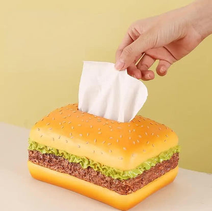 Square Creative Burger Tissue Box - Fun American-Style Cartoon Paper Towel Holder for Home Décor and Gifts - Mekamart Australia
