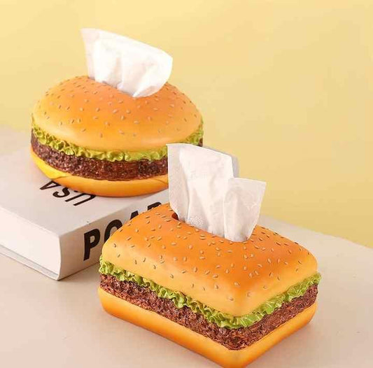 Square Creative Burger Tissue Box - Fun American-Style Cartoon Paper Towel Holder for Home Décor and Gifts - Mekamart Australia