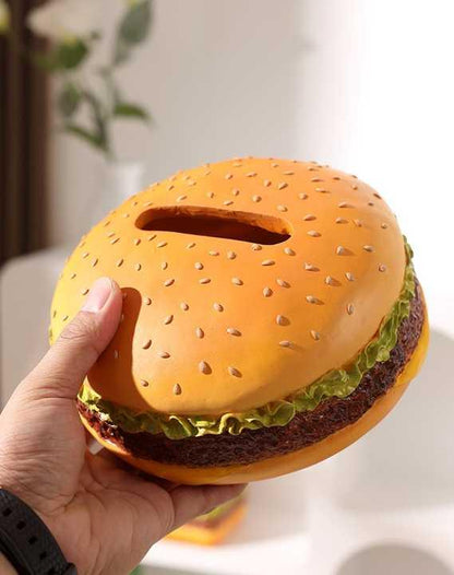 Square Creative Burger Tissue Box - Fun American-Style Cartoon Paper Towel Holder for Home Décor and Gifts - Mekamart Australia