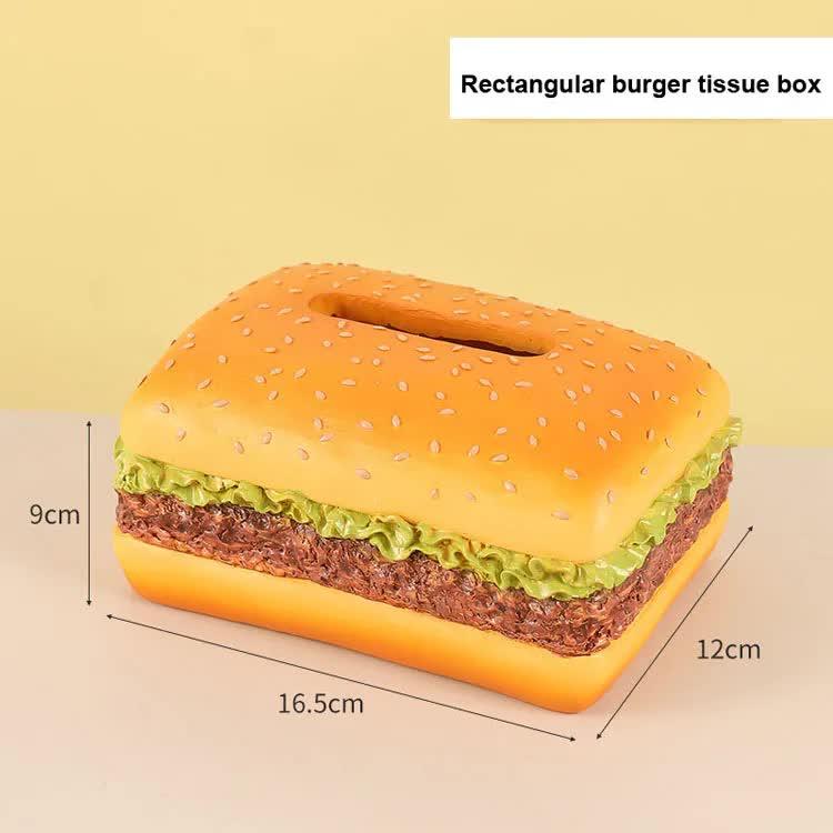 Square Creative Burger Tissue Box - Fun American-Style Cartoon Paper Towel Holder for Home Décor and Gifts - Mekamart Australia