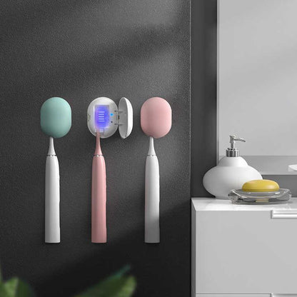 2 Pcs White Portable Mini Toothbrush Sanitizer - Compact Travel UV-C Sterilizer for Home and Travel Use - Mekamart Australia