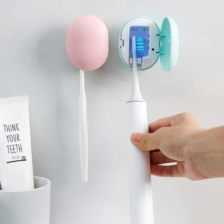 2 Pcs White Portable Mini Toothbrush Sanitizer - Compact Travel UV-C Sterilizer for Home and Travel Use - Mekamart Australia