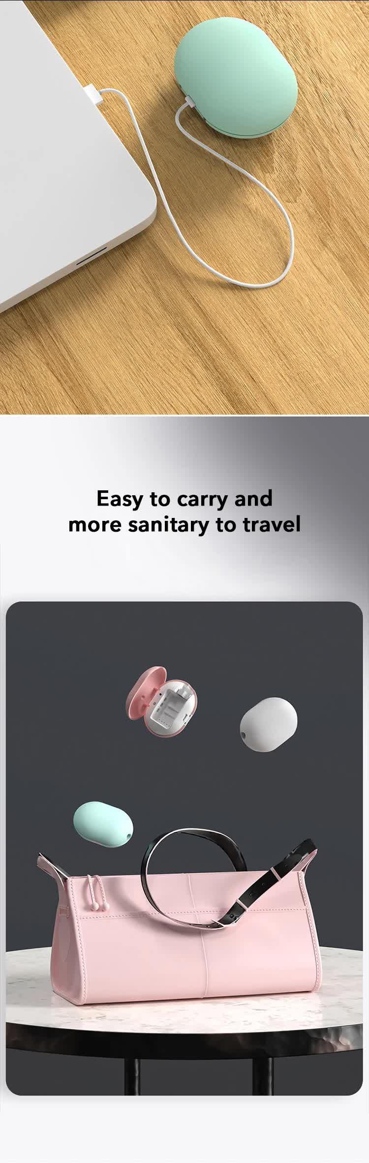 2 Pcs White Portable Mini Toothbrush Sanitizer - Compact Travel UV-C Sterilizer for Home and Travel Use - Mekamart Australia