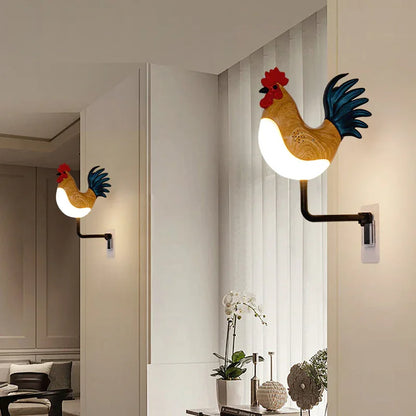 Silver USB Rechargeable Rooster Wall Lamp with Sound, Aromatherapy, and Decorative Design - Creative Nightlight for Bedroom and Corridor - Mekamart Australia