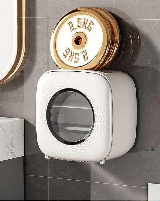 Light Khaki Wall-Mounted Bathroom Tissue Box - Waterproof Paper Towel Dispenser with Storage Shelf, No-Drill Design(Tissue Box Only) - Mekamart Australia