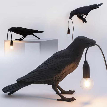 White Bird Sitting Shape Nordic Resin Bird Wall Lamp - Creative Animal Bedside Decorative USB Night Light, Stylish Bird Perched Lamp for Bedroom and Living Room - Mekamart Australia