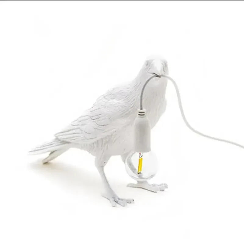 White Bird Left Wall Lamp Nordic Resin Bird Wall Lamp - Creative Animal Bedside Decorative USB Night Light, Stylish Bird Perched Lamp for Bedroom and Living Room - Mekamart Australia