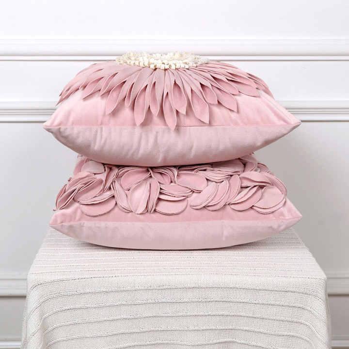 Style 3 Pink 3D Floral Cushion Covers - Modern Luxury Decorative Throw Pillow Covers for Living Room(Without Pillow Insert) - Mekamart Australia