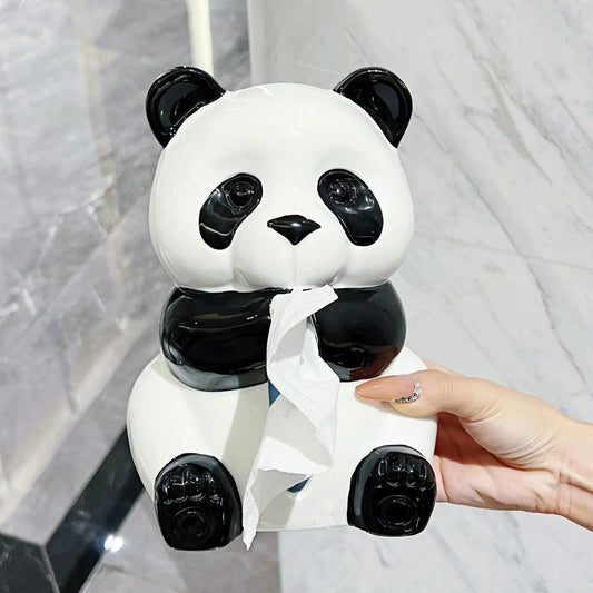 Ceramic Panda Tissue Box Holder - Creative Cartoon Napkin Dispenser for Home Decor - Mekamart Australia