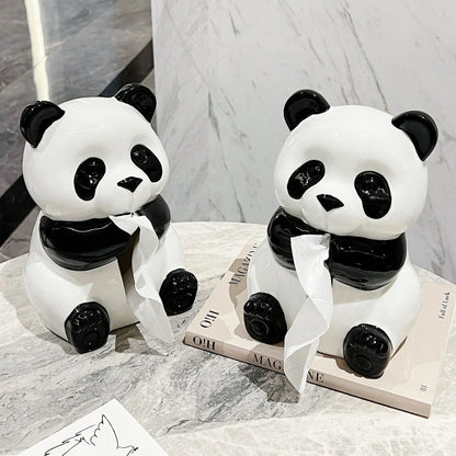 Ceramic Panda Tissue Box Holder - Creative Cartoon Napkin Dispenser for Home Decor - Mekamart Australia