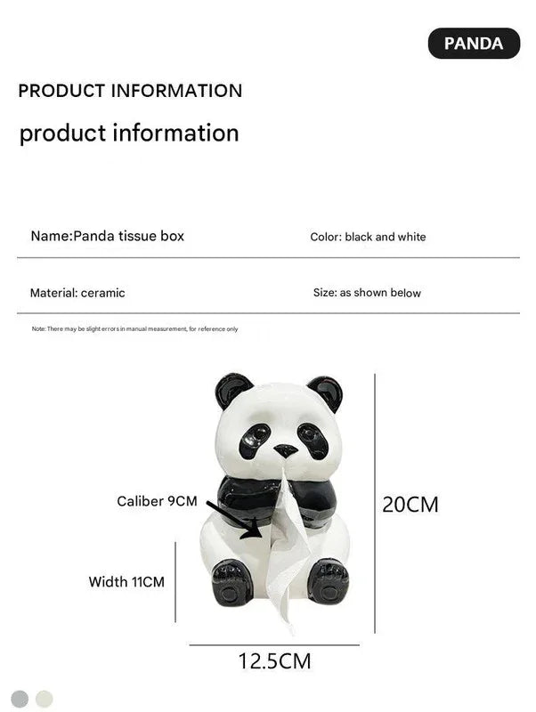 Ceramic Panda Tissue Box Holder - Creative Cartoon Napkin Dispenser for Home Decor - Mekamart Australia