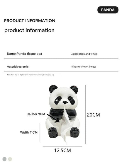 Ceramic Panda Tissue Box Holder - Creative Cartoon Napkin Dispenser for Home Decor - Mekamart Australia