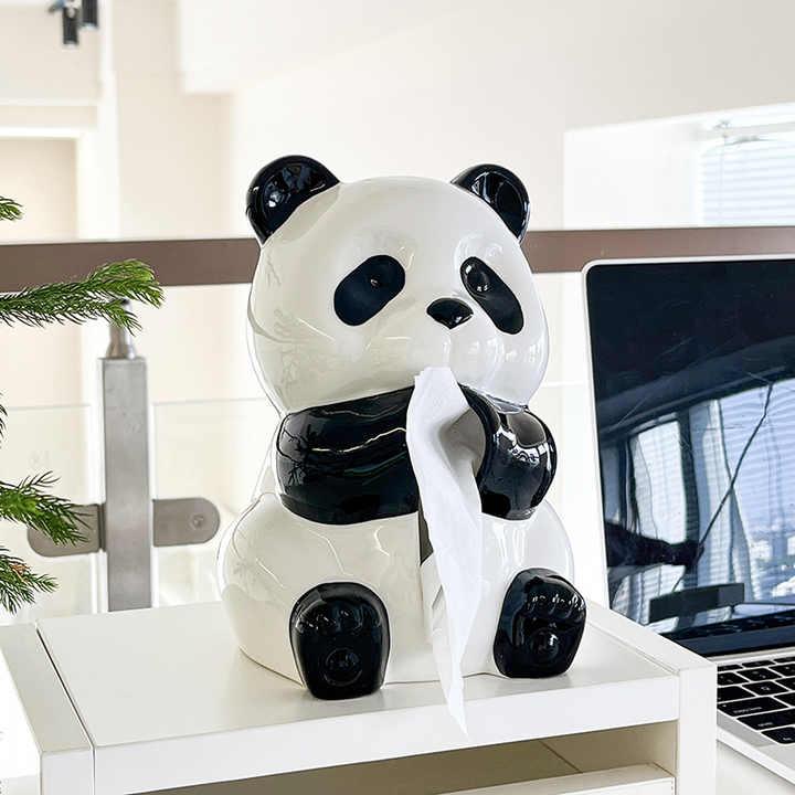Ceramic Panda Tissue Box Holder - Creative Cartoon Napkin Dispenser for Home Decor - Mekamart Australia
