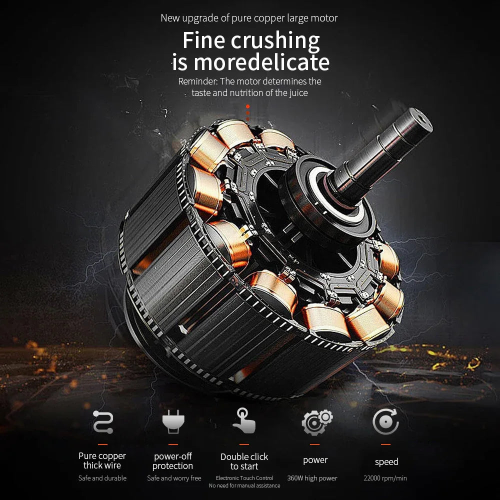 Black High-Powered Portable Blender - Large-Capacity, Ice-Crushing On-the-Go Juicer - Mekamart Australia