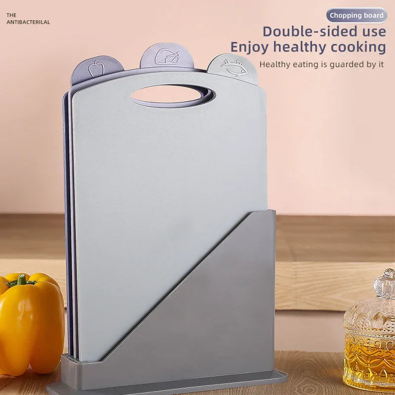 Double-Sided Antibacterial Kitchen Chopping Board Set with Non-Slip Base and Food-Specific Tabs - 3-Piece Set - Mekamart Australia