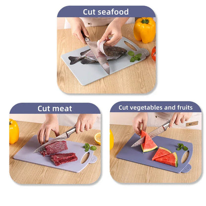 Double-Sided Antibacterial Kitchen Chopping Board Set with Non-Slip Base and Food-Specific Tabs - 3-Piece Set - Mekamart Australia